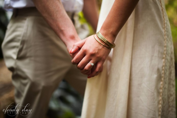Hold hands, engagement ring