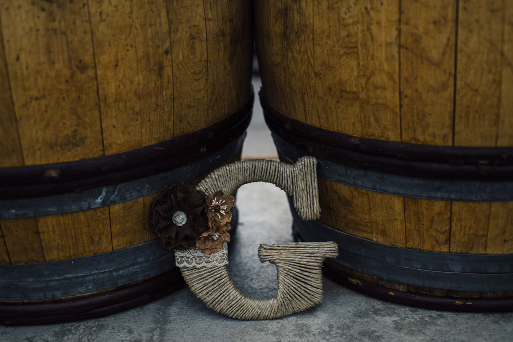 Wedding decor with barrels