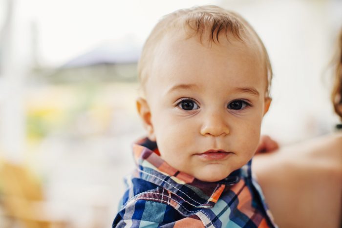 A baby at the wedding reception