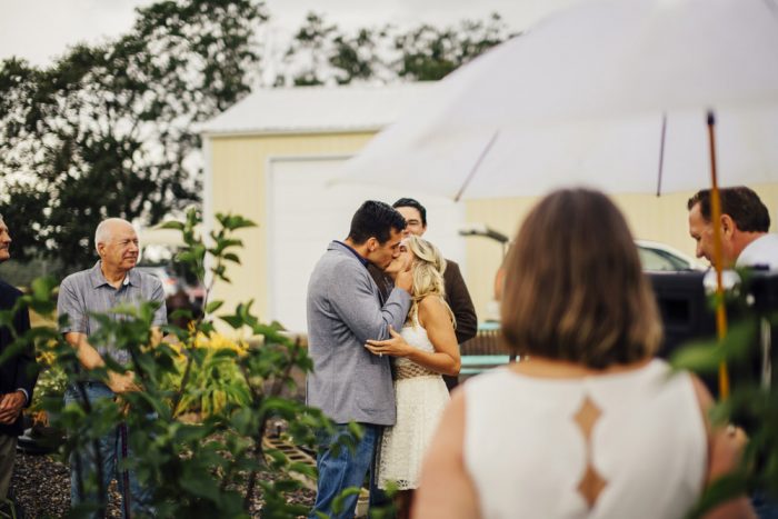 Sharing the first married kiss