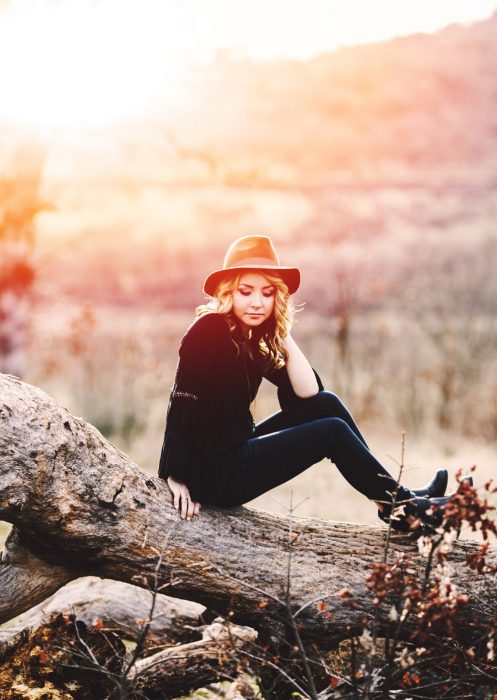 Wood log and sun flare