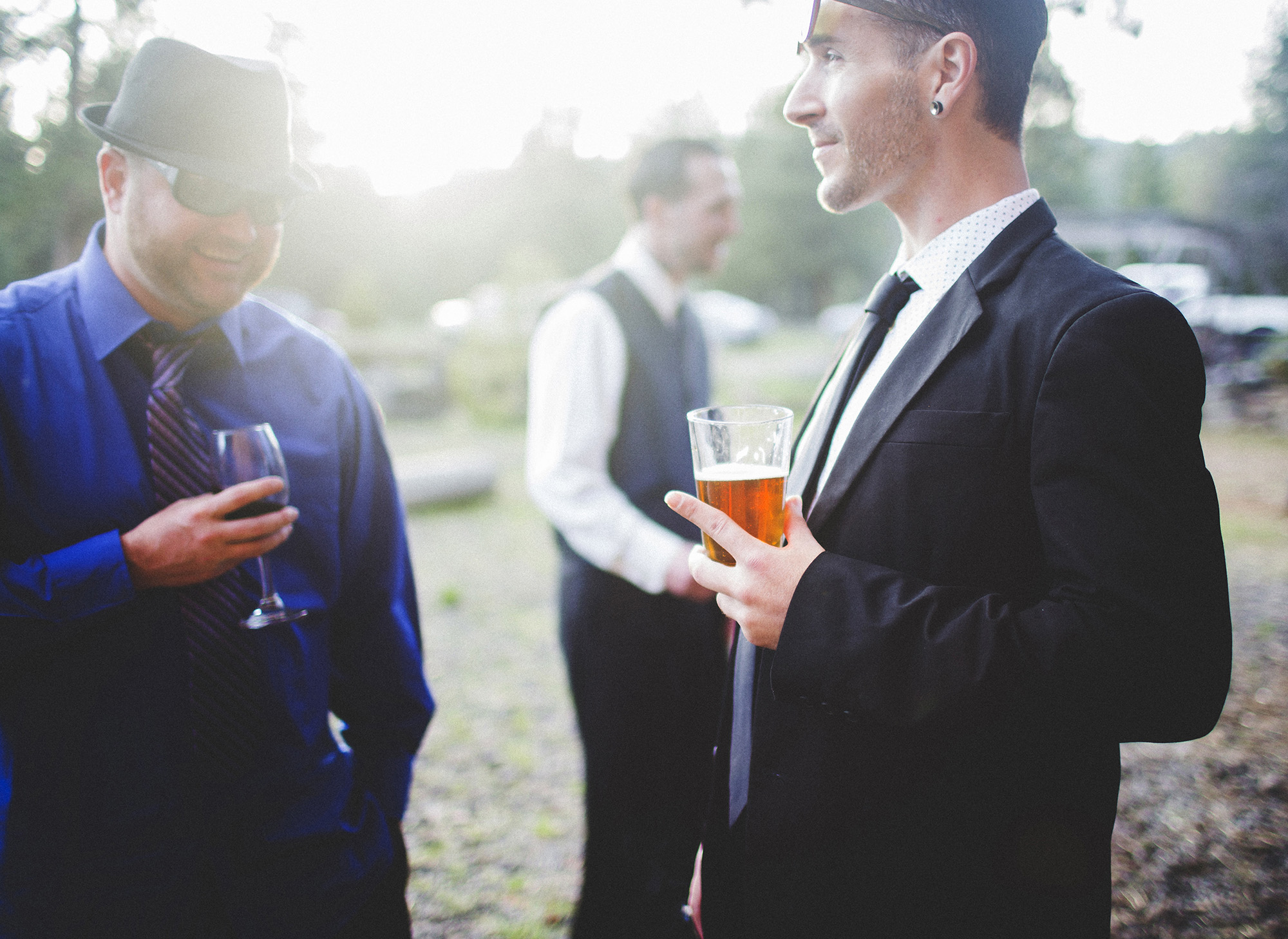 Sharing a drink at the reception