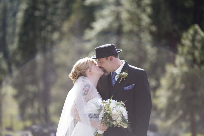 Wedding Photos with Evergreen Trees