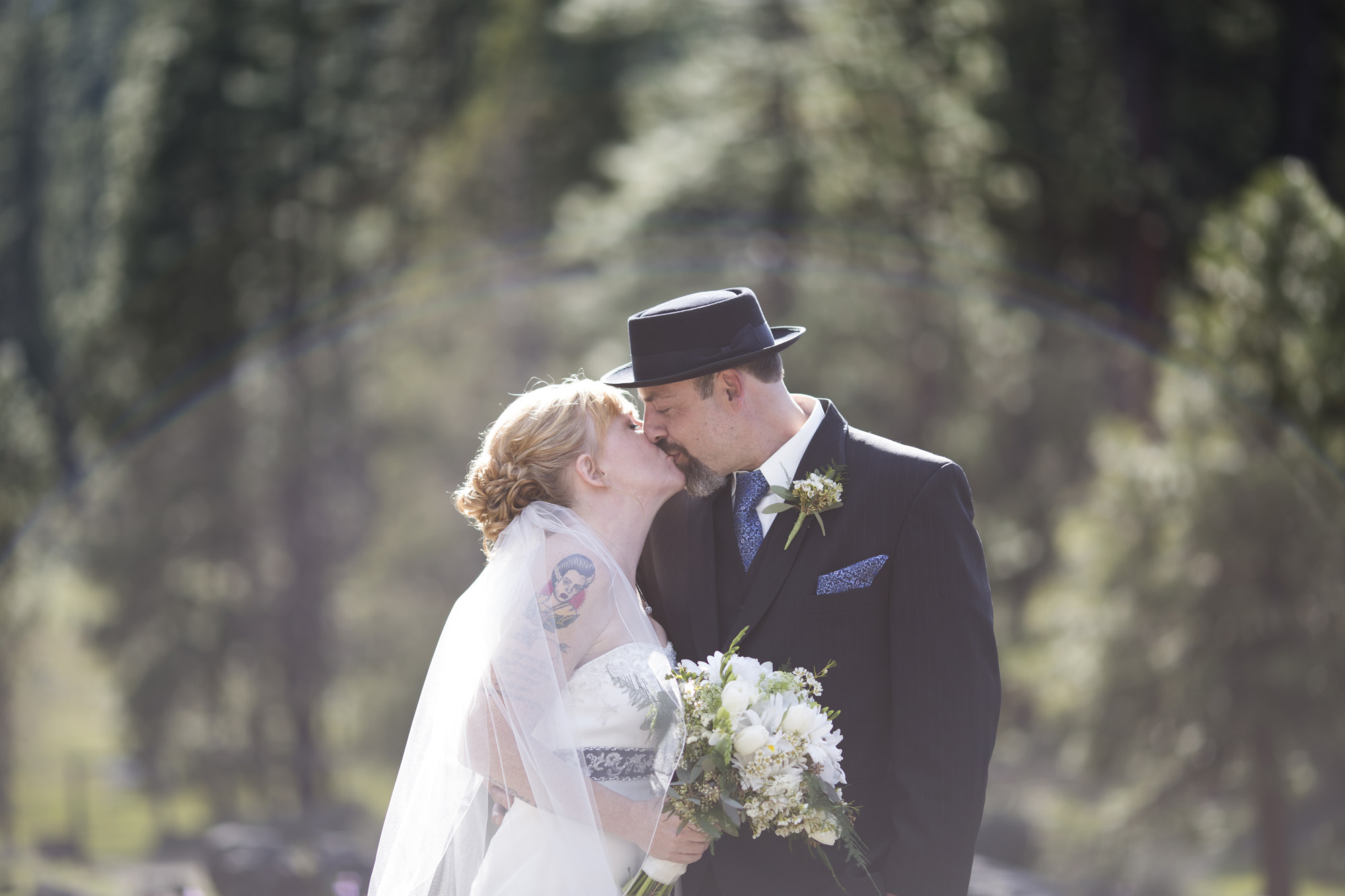 Wedding Photos with Evergreen Trees