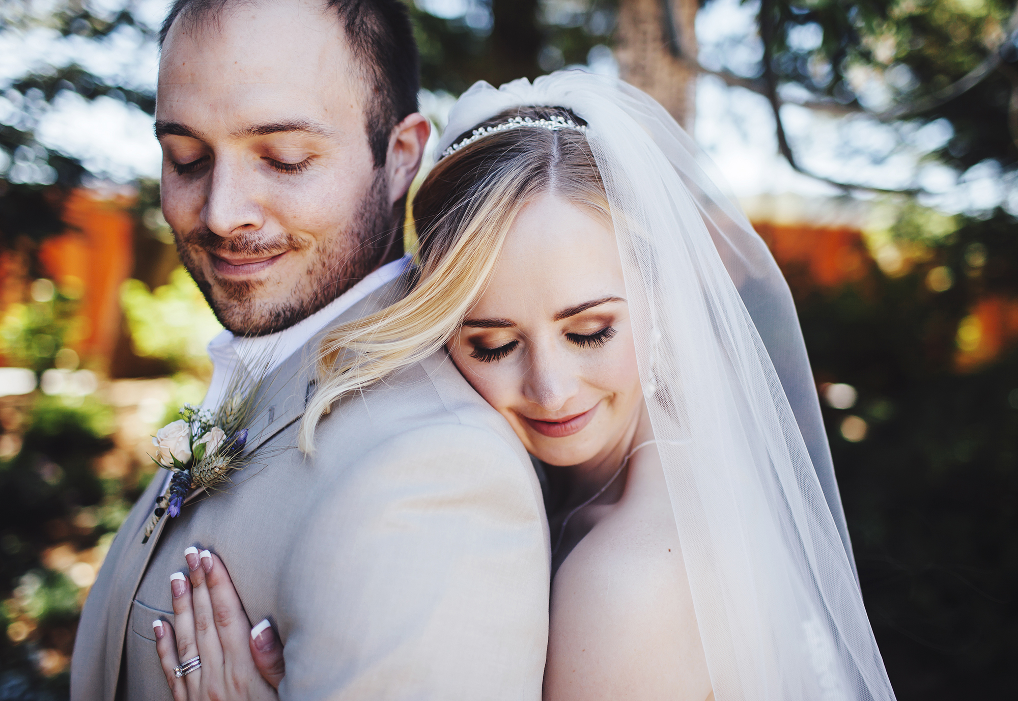 A wedding day embrace