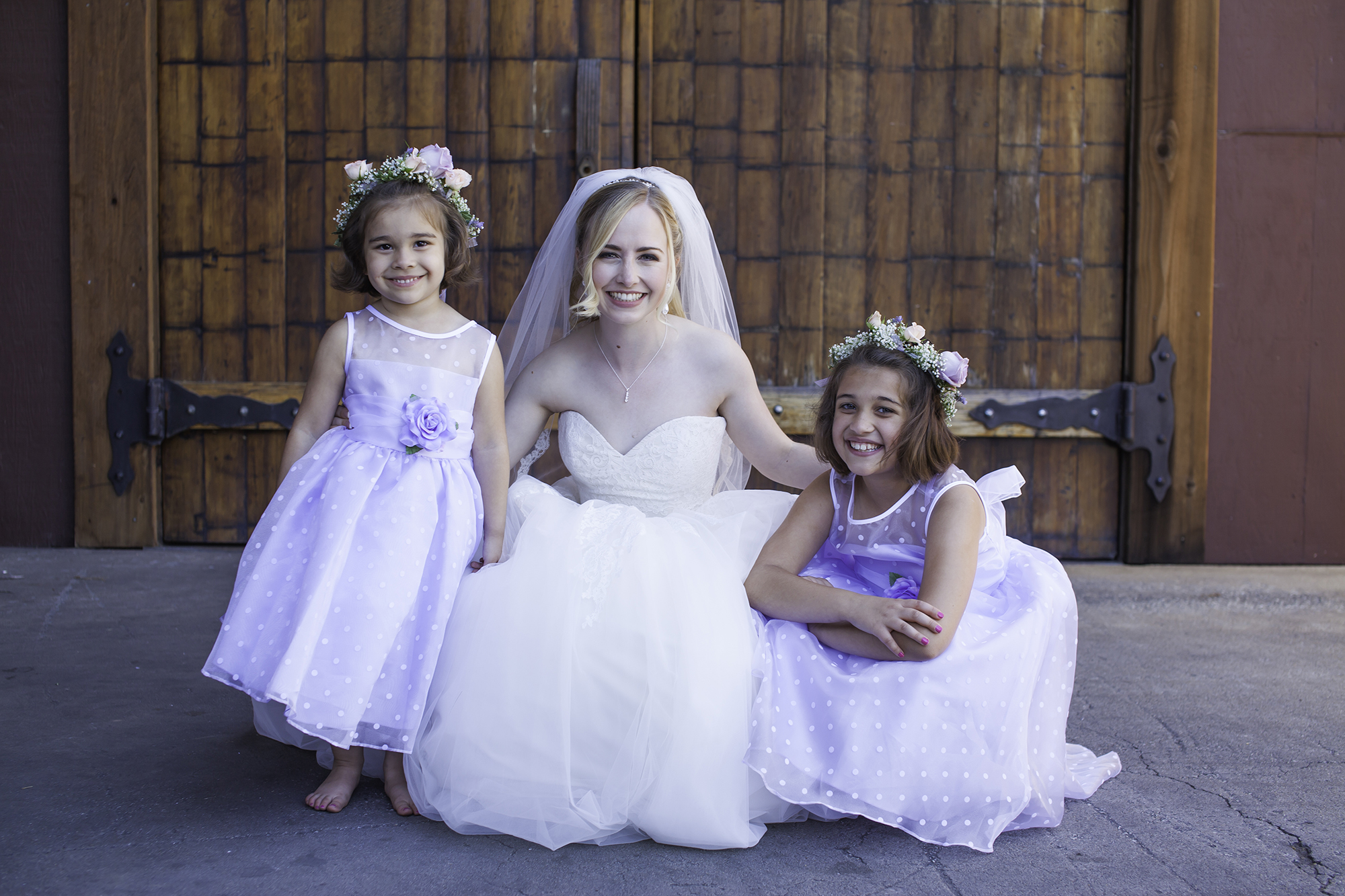 Bride with Flower Girls