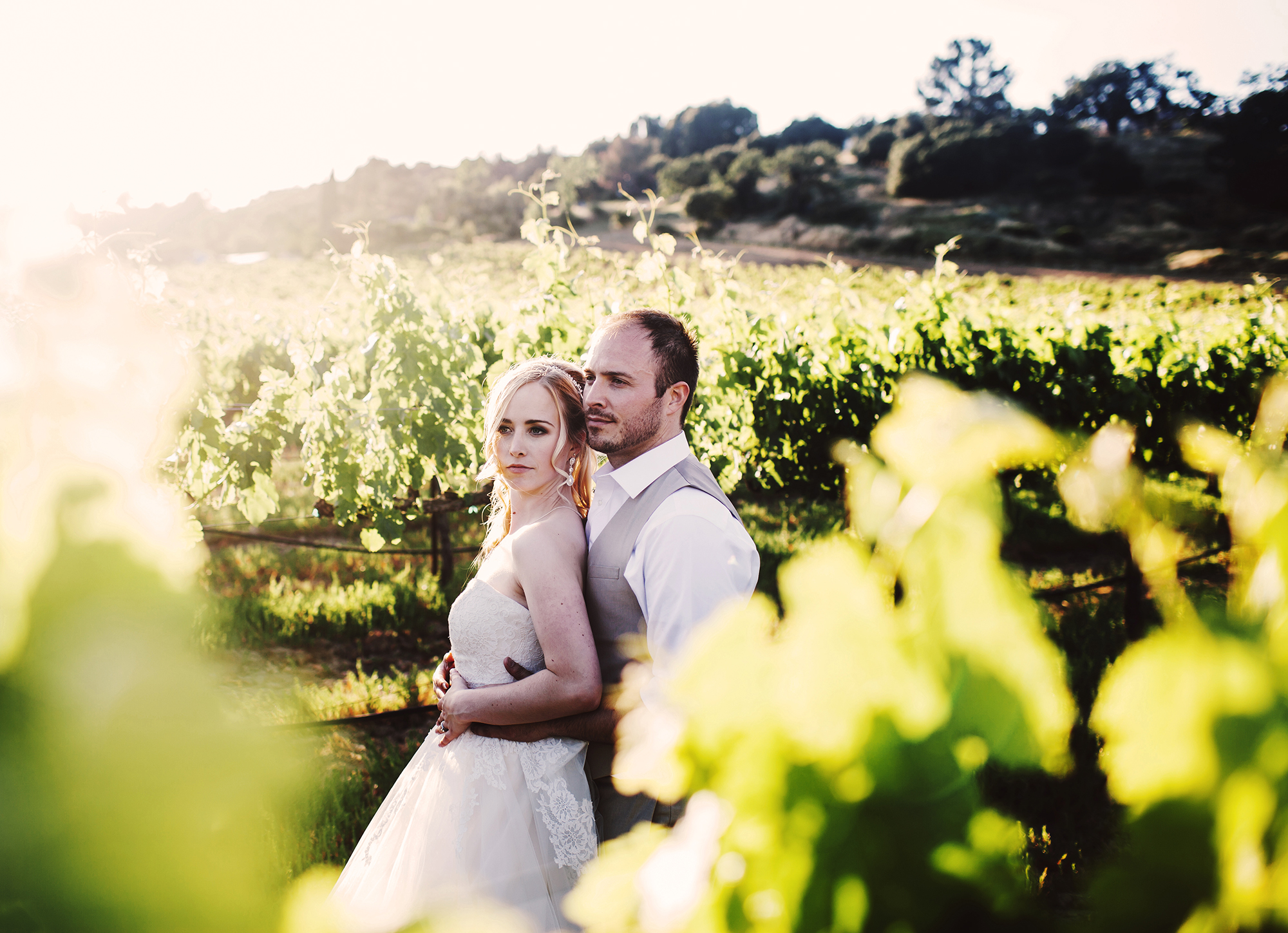 Bride and Groom in Vineyard